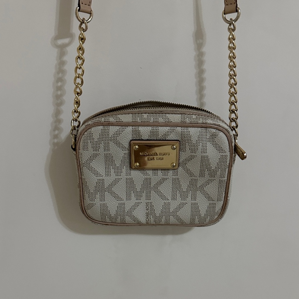 Michael Kors Beige and Gold Crossbody Bag